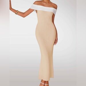 NWT Women’s Off The Shoulder Ribbed Knit Sweater Dress Sleeveless Size M